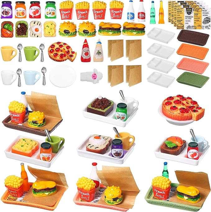 50 pieces dollhouse miniature fast food accessories